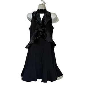 Cinq à Sept Black Ruffle Halter Dress Size 4 Cocktail Party Fit & Flare
